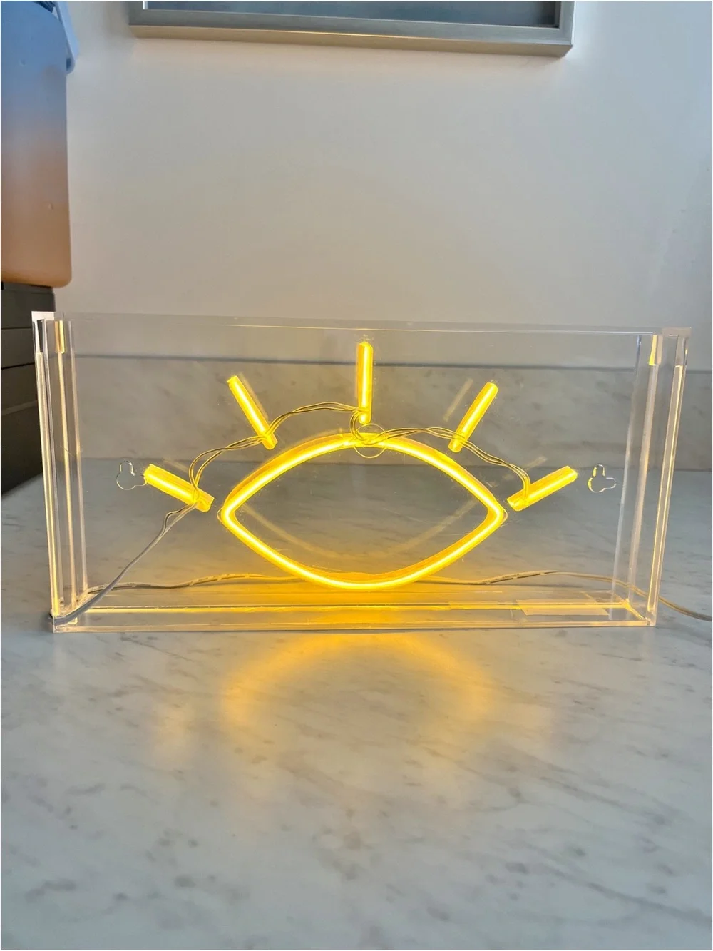 Modern Boho Yellow Evil Eye LED Neon Sign Acrylic Box USB Powered Decor